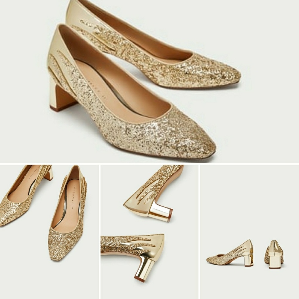 Last chance! Nwt! Zara Gold Court Shoes